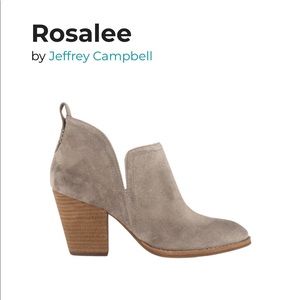 Jeffrey Campbell Rosalee bootie, taupe suede, size 9.5